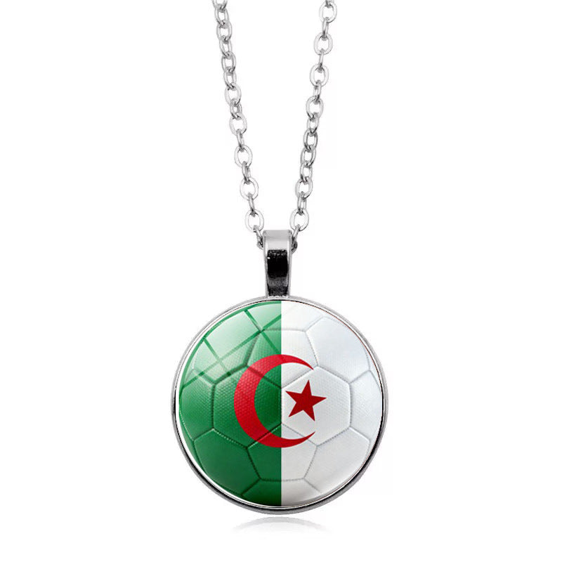 Stylish Country Flag Football Shape Pendant Necklace 8ZA6JNC279T