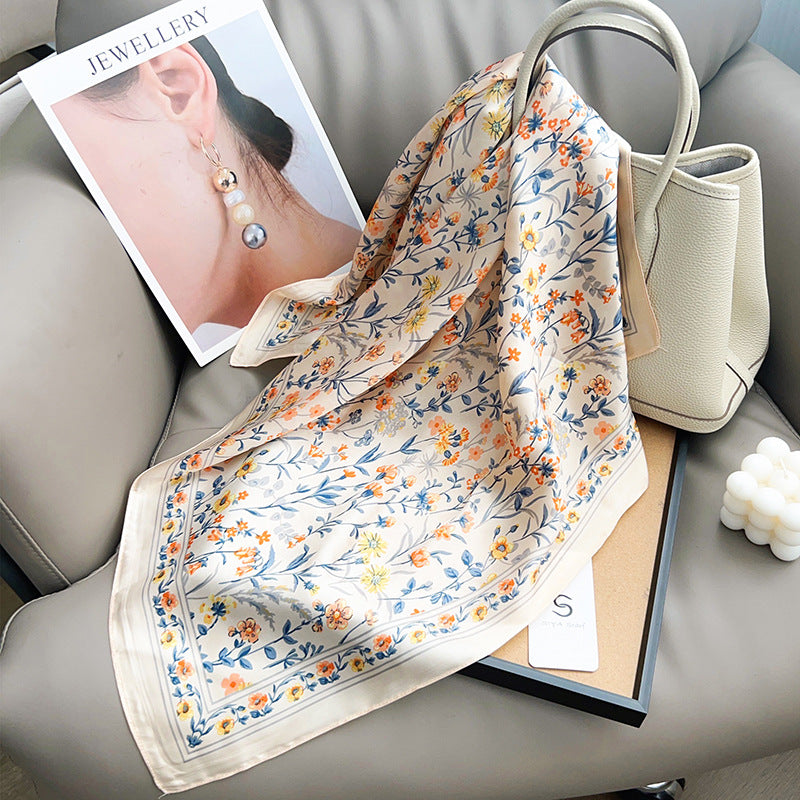 Fresh Floral Print Headscarf Square Scarf MK2BW6W6NSI07
