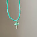Sweet Mushroom Pendant Beaded Choker Necklace 6W6JNC449