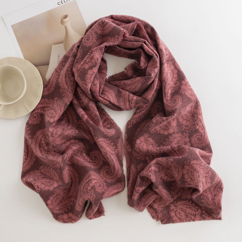 Vintage Floral Print Cashmere Feel Scarf 6W6NSW286