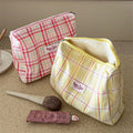 Fresh Plaid Print Large Capacity Cosmetic Bag 6C5CO273