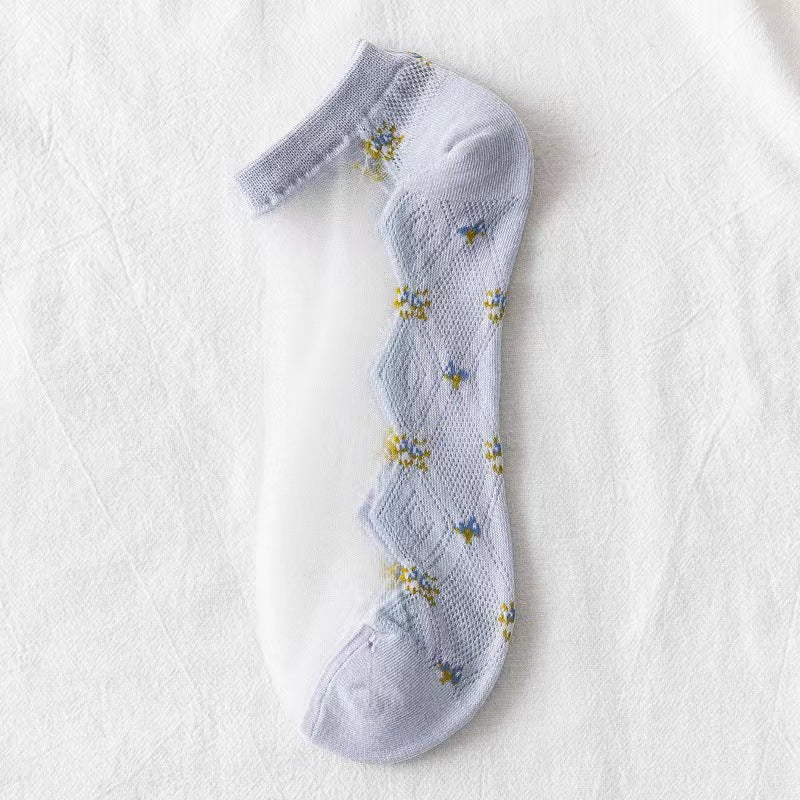 Flower Mesh Transparent Socks - DippedShop Wholesale - #5011