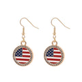 Retro Gold Plated USA Flag Pendant Hook Earrings 8ZA6JER305L