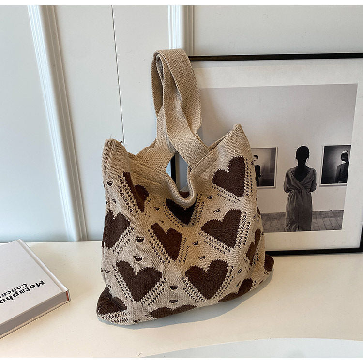 Stylish Heart Print Large Capacity Shoulder Bag 6W10BBG1765