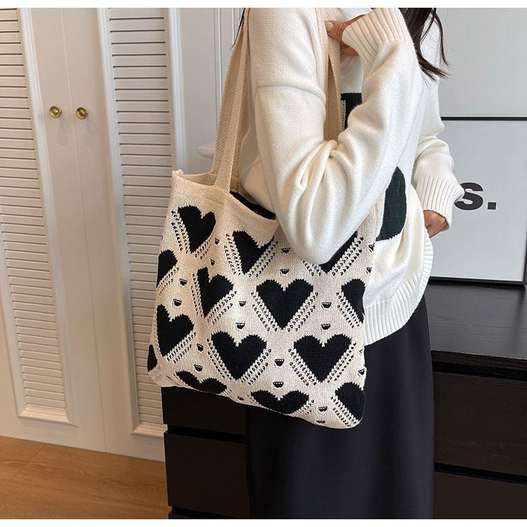 Stylish Heart Print Large Capacity Shoulder Bag 6W10BBG1765