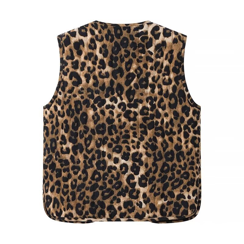 Corduroy Leopard Bow Casual Padded Vest DPT251511