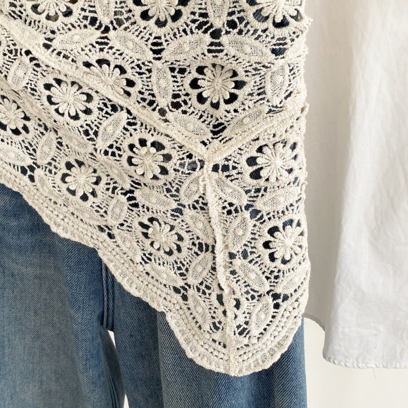 Fashion Hollow Lace Triangle Headscarf Hip Scarf 6W1SL15