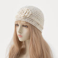 Trendy Glitter Handmade 3D Floral Beanie Hat 8BK6HAT206T