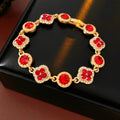Vintage Gold Plated Floral Rhinestones Bracelet 6W6JBR722