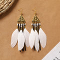 Bohemian Feather Tassel Earrings - DippedShop Wholesale - #1011