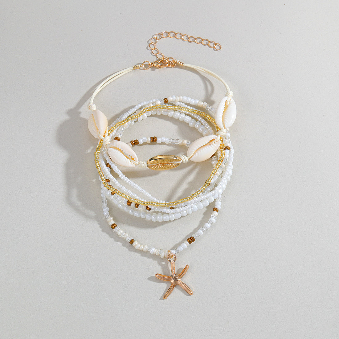 Boho-Style Bead Chain Starfish Pendant Anklets 8ZA6JAB28L
