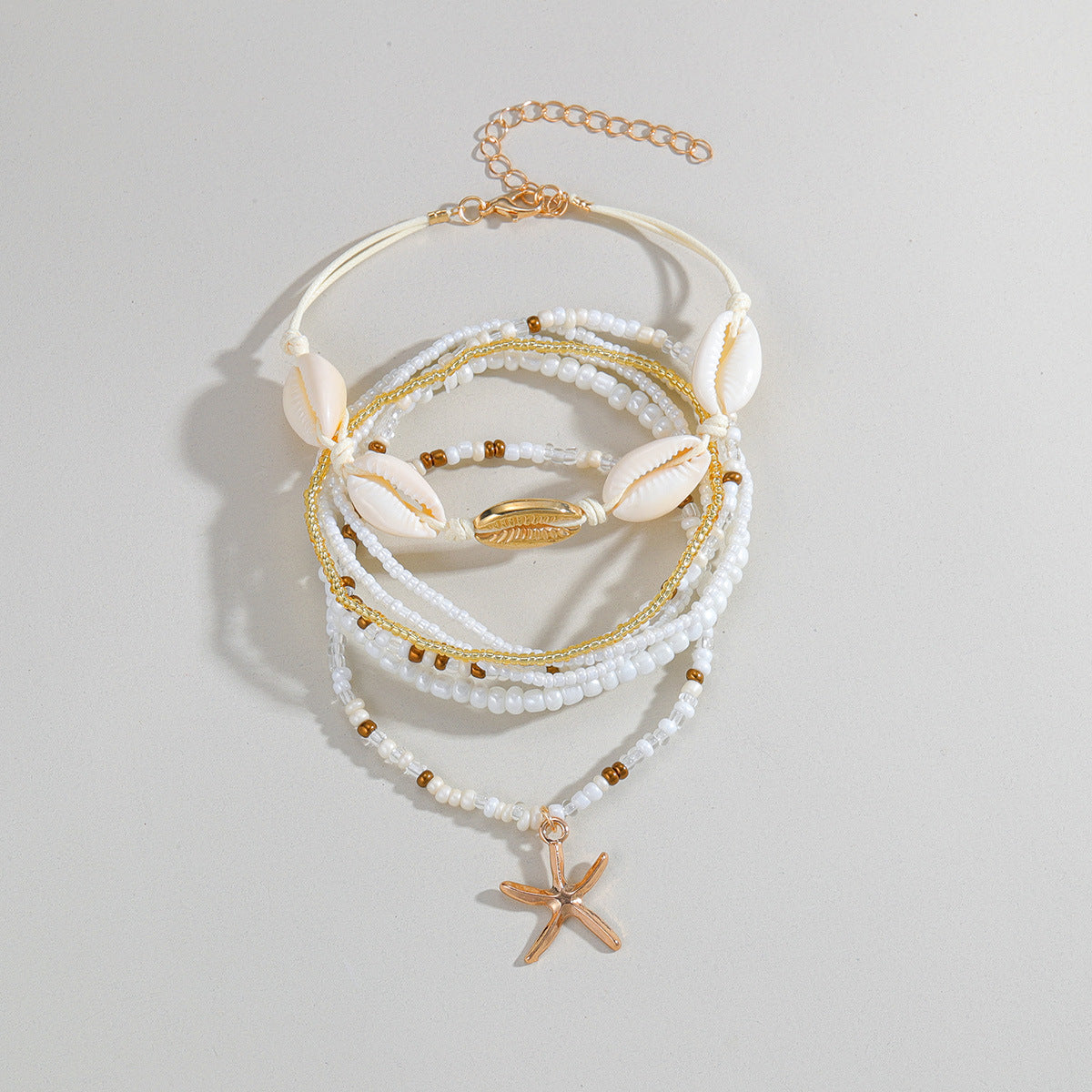 Boho-Style Bead Chain Starfish Pendant Anklets 8ZA6JAB28L