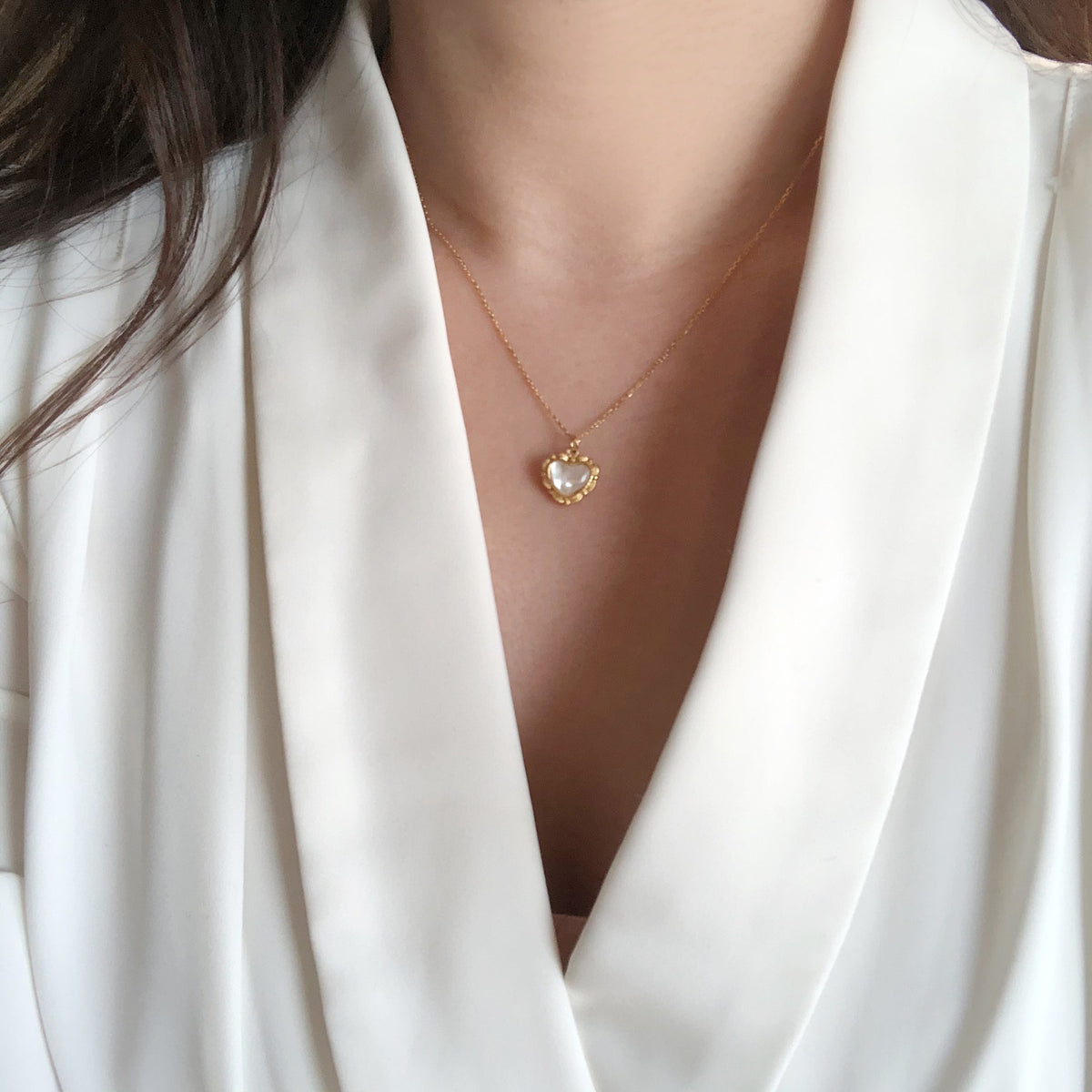 Cute Heart Shell Pendant Gold Plated Necklace 6W6JNC1079