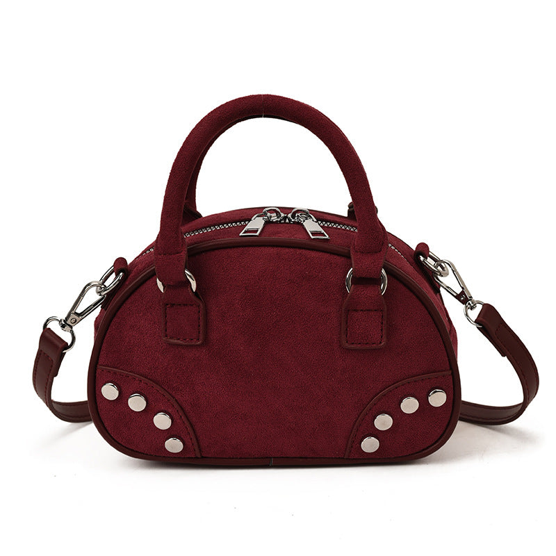 Retro Studded Faux Suede Bowling Bag 6W10BBG2429