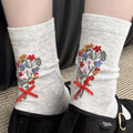 Floral Bow Crew Socks - DippedShop Wholesale - #2787