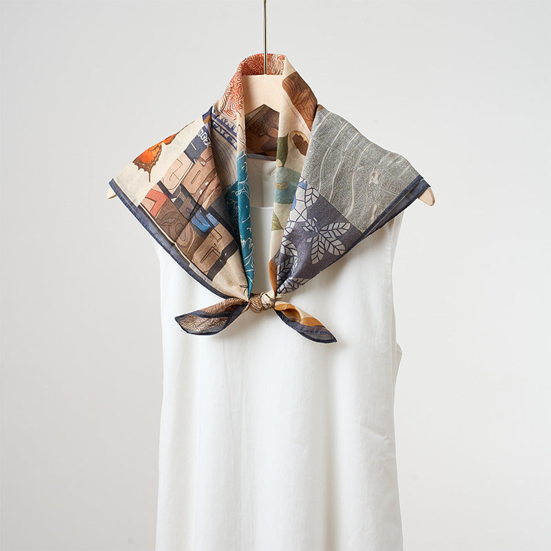 Flower Print Breathable Soft Silk Scarf DP25G457
