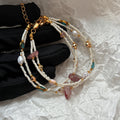 Double Layered Irregular Pearl Stone Beaded Bracelet 6W6JBR367
