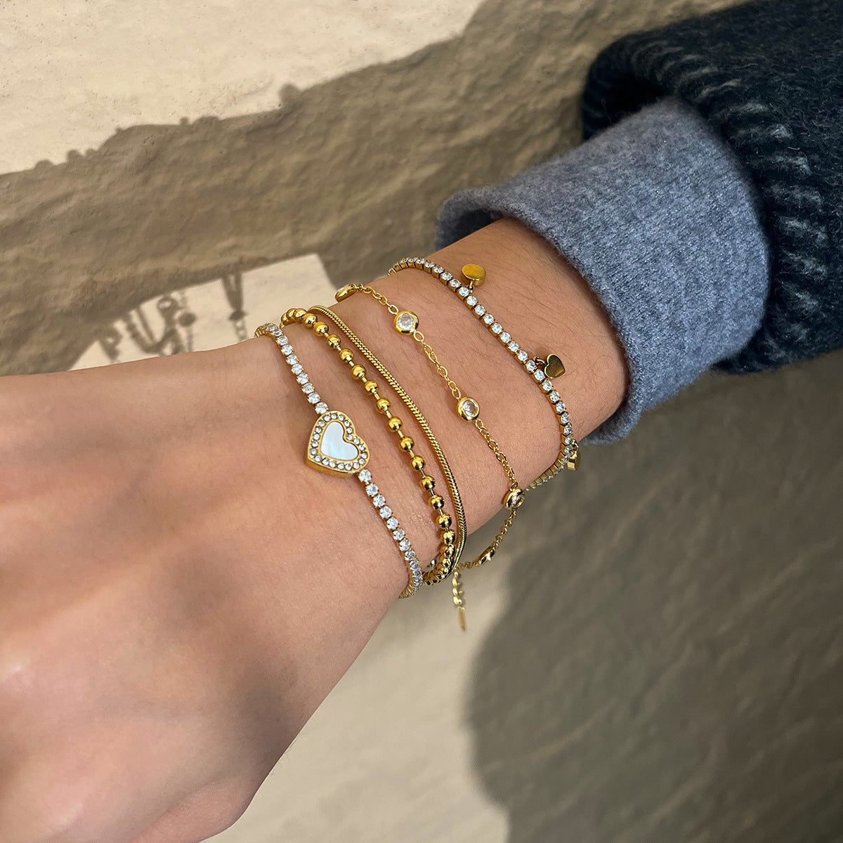 Minimalist Stainless Zircon Bracelet - DippedShop Wholesale - #9603