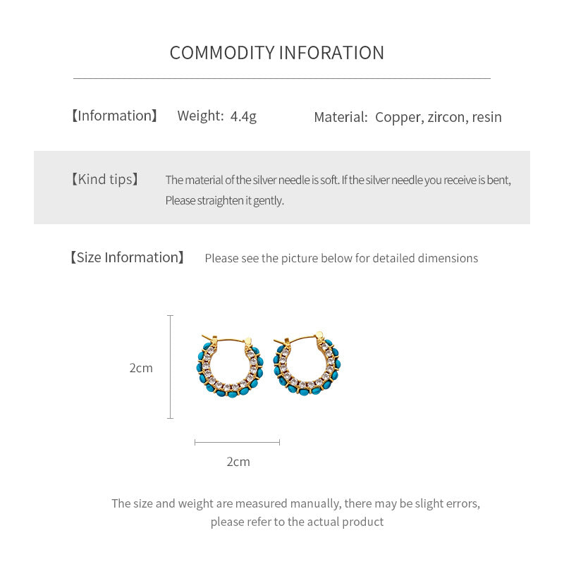 Bohemian Turquoise Cubic Zirconia Hoop Earrings 6W6JER771