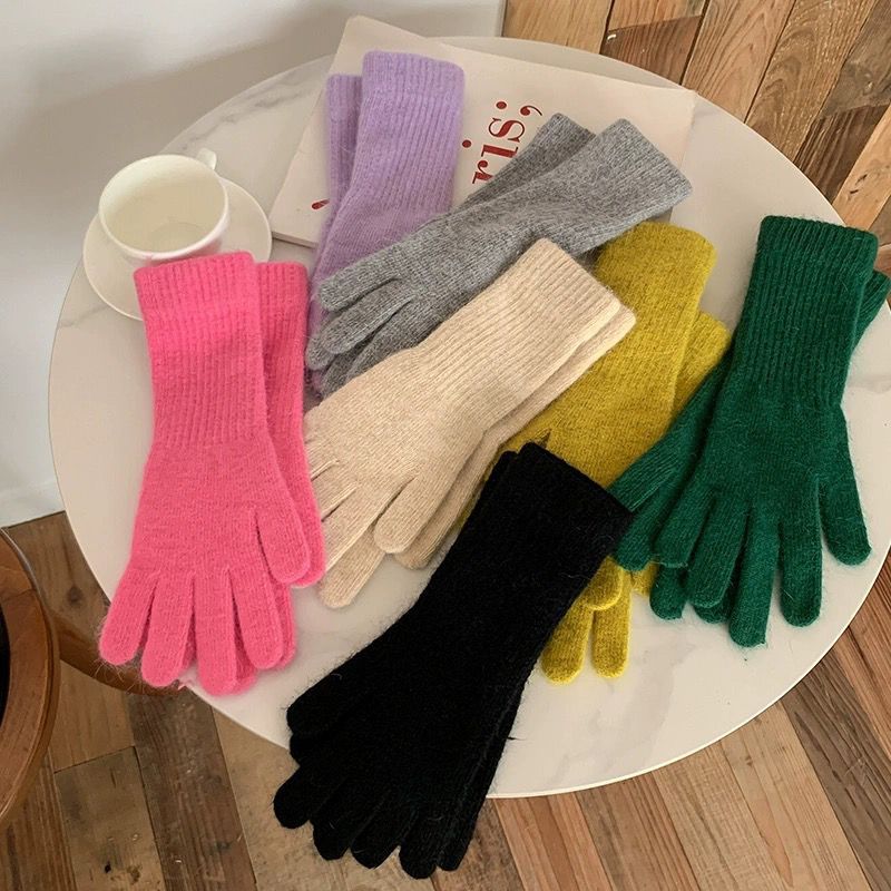 Knit Long Finger Gloves - DippedShop Wholesale - #4291