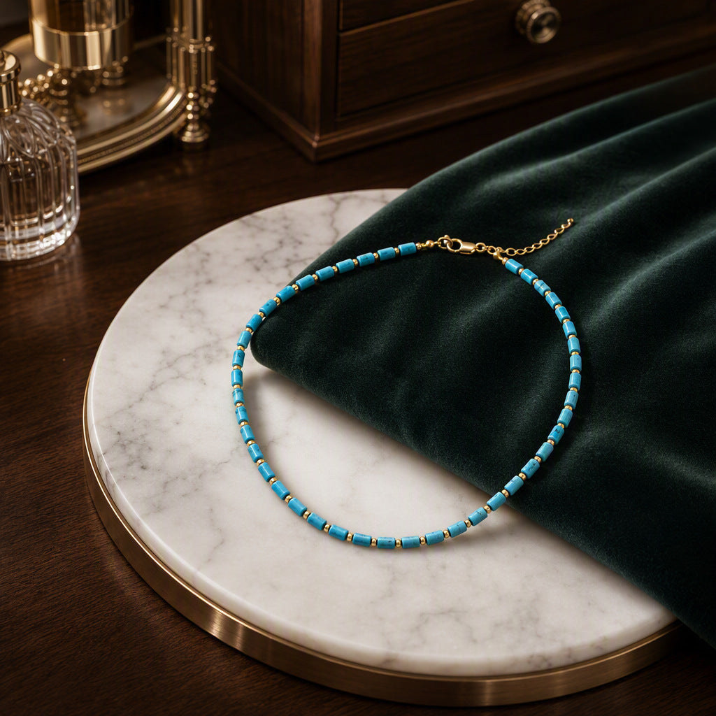Minimalist Color Block Bead Choker Necklace 6W6JNC1019
