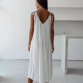 V-Neck String Shoulder Dress - DippedShop Wholesale - #1923