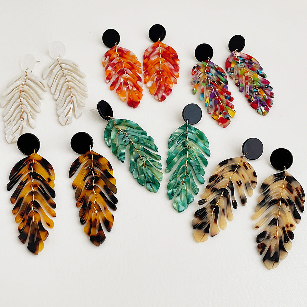 Minimalist Acrylic Leaf Tassel Earrings - DippedShop Wholesale - #1667