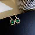 Fashion Green Cubic Zirconia Flower Stud Earrings 6W6JER752