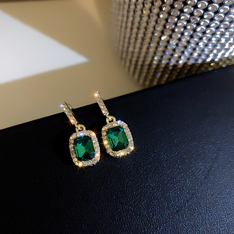 Fashion Green Cubic Zirconia Flower Stud Earrings 6W6JER752