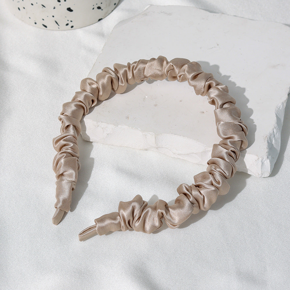 Minimalist Ruched Solid Color Mulberry Silk Headband 6W6HBD372