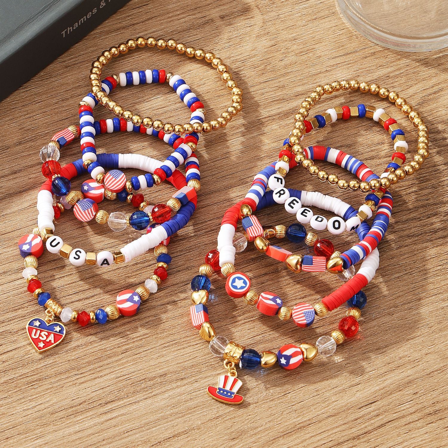 Gold Plated Irregular Beaded Chain Bracelets Set 8ZA6JBR135T