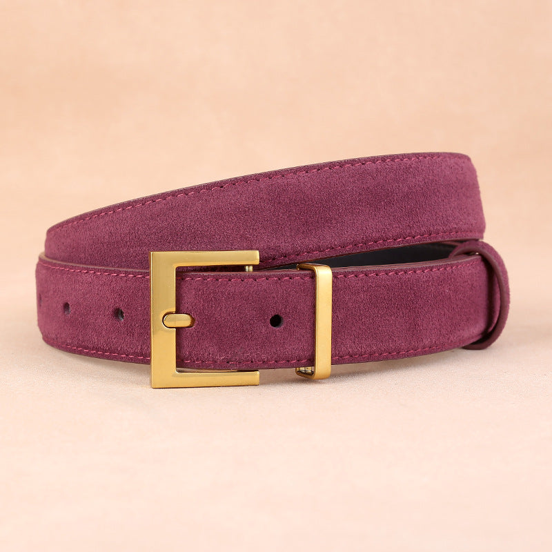 Simple Solid Color Faux Suede Wide Belt 6W6JBT220