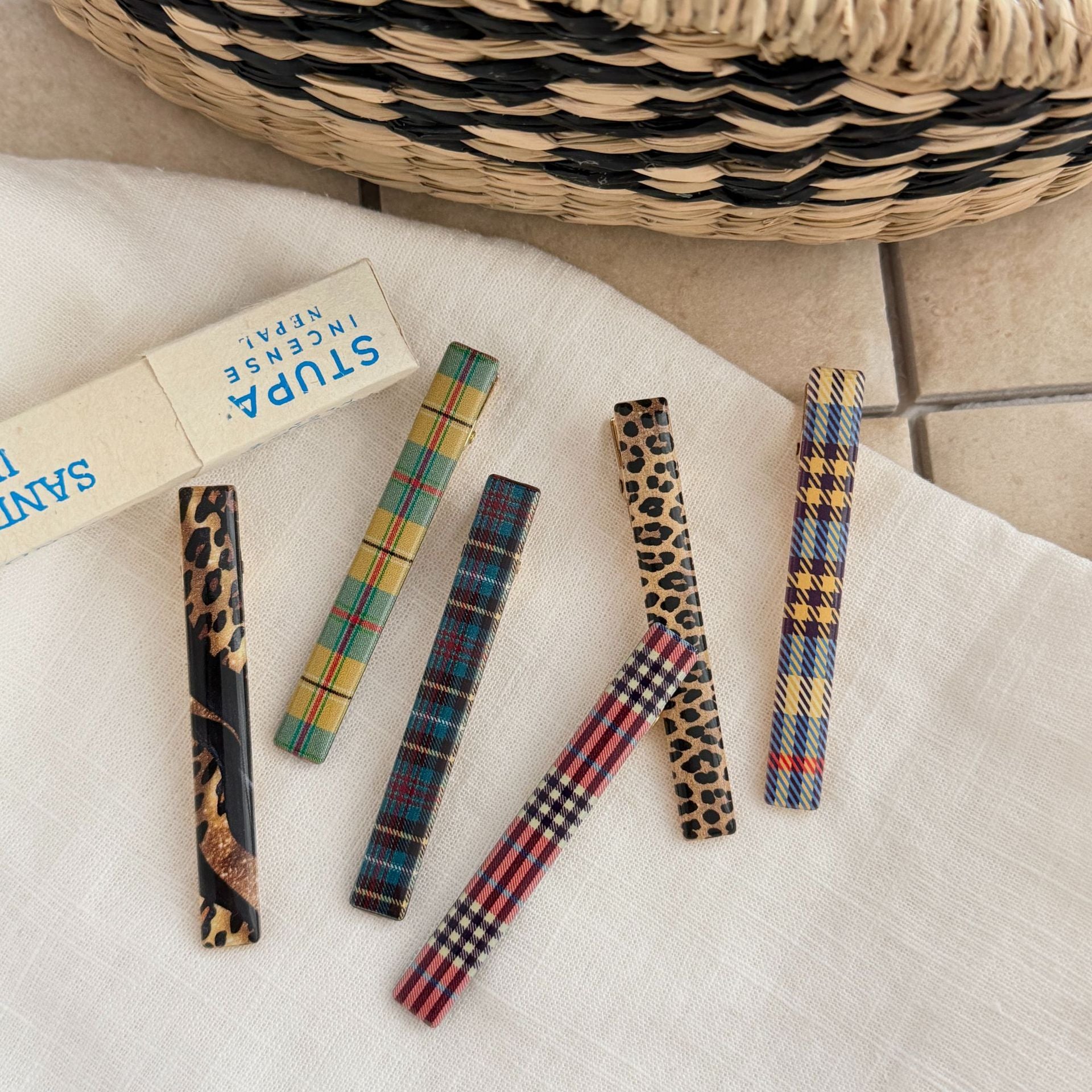 Vintage Plaid Leopard Print Acetate Hair Clip 6W6HCP1250
