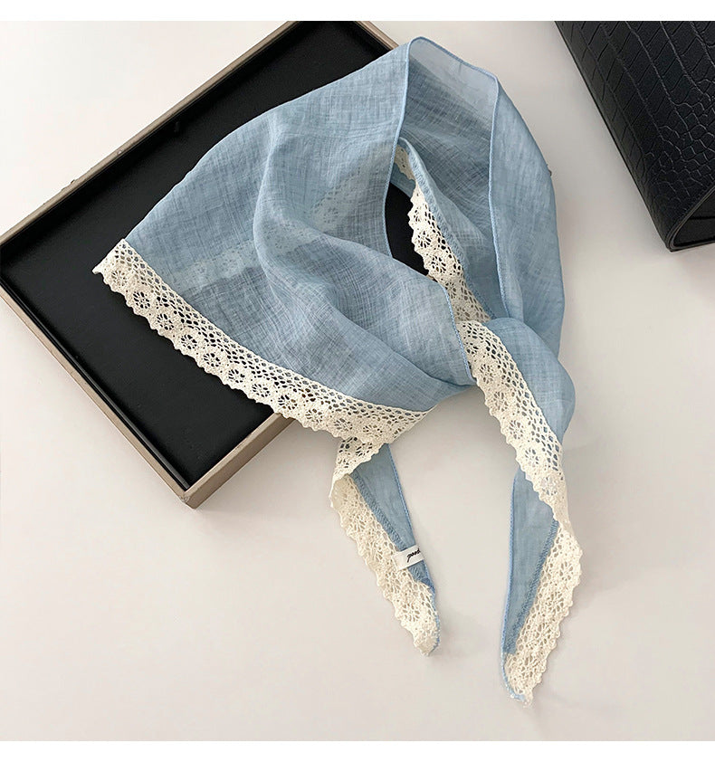 Elegant Lace Trim Breatheable Triangle Head Scarf MK2BW6W6NSI14