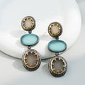 French Style Geometric Stone Pendant Drop Earrings 6W6JER608