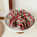 Striped Ribbon Print Christmas Satin Scrunchies 6W6HSR412