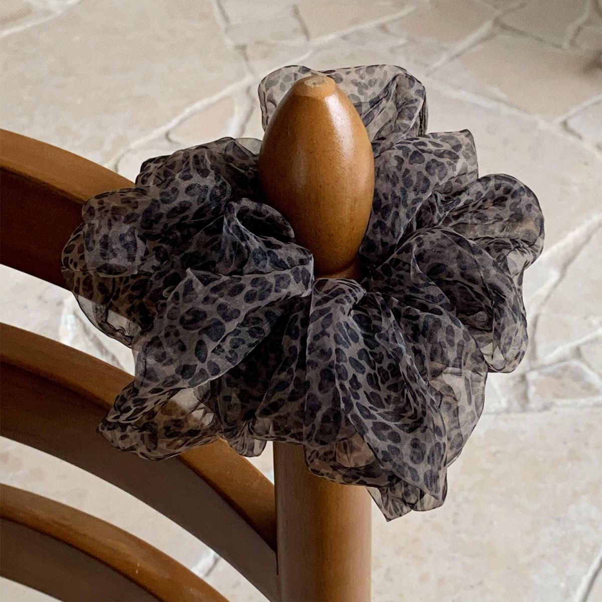 Brown Leopard Print Mesh Hair Scrunchie MK2BW6W6HSR40