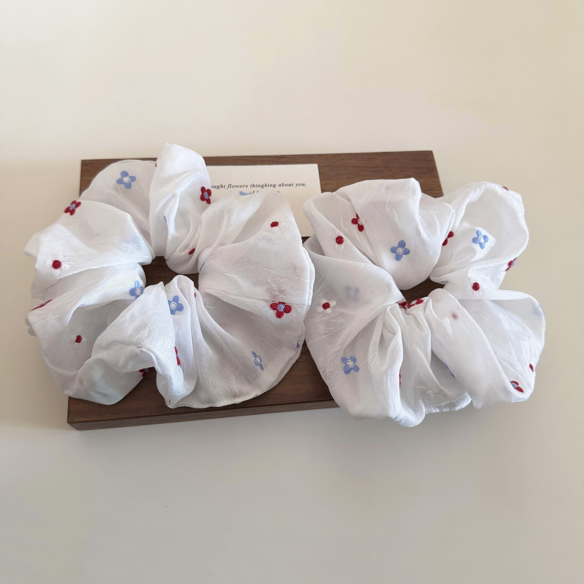 Elegant Floral Embroidery Ruffled Elastic Hair Scrunchie MK2BW6W6HSR76