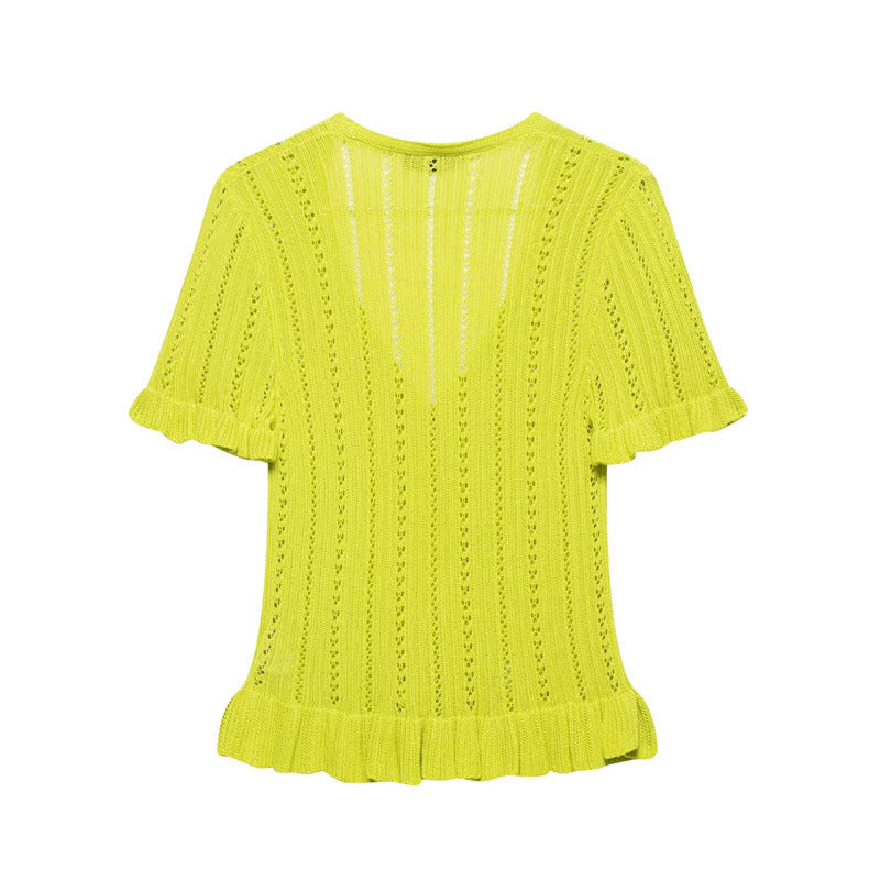 Trendy Hollow Out Jacquard Knit Top DP25D411