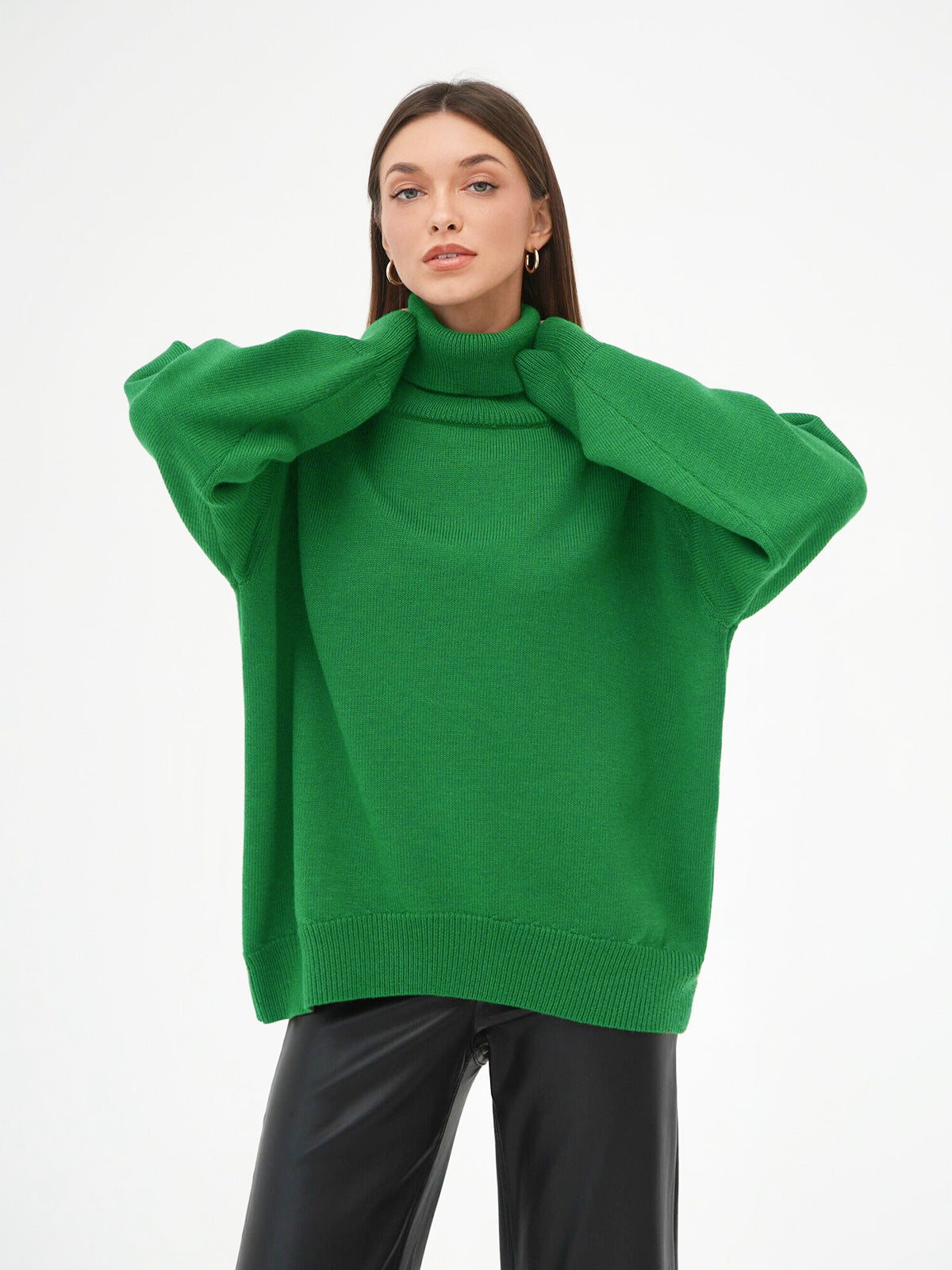 High Collar Loose Sweater - DippedShop Wholesale - #2275