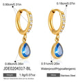 Trendy Cubic Zirconia Teardrop Dangle Hoop Earrings 6W6JER599