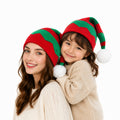 Christmas Color Block Striped Knit Beanie with Pompom 6W6HAT827