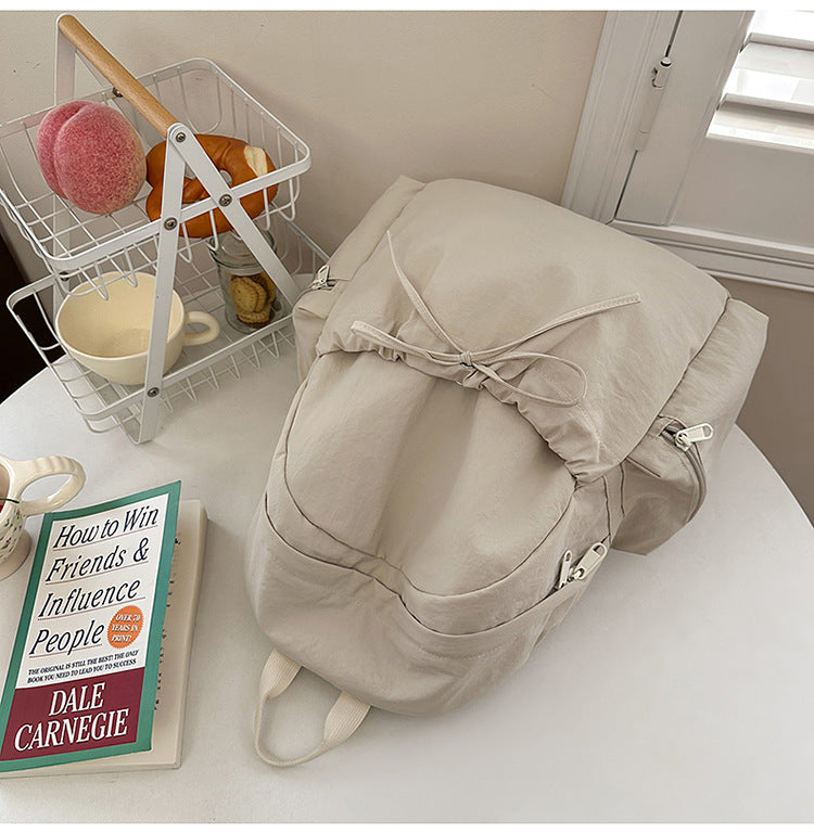 Sweet Solid Color Bowknot Large Capacity Backpack 6S10BBG1449