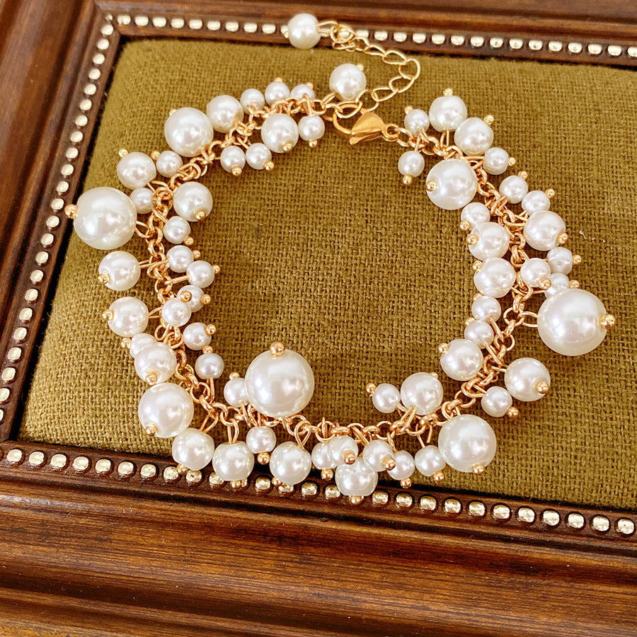 Vintage Gold Plated Pearl Tassel Choker Necklace 6W6JNC960