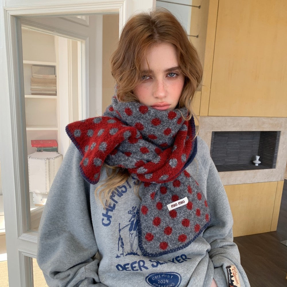 Polka Dot Wool Scarf - DippedShop Wholesale - #9619