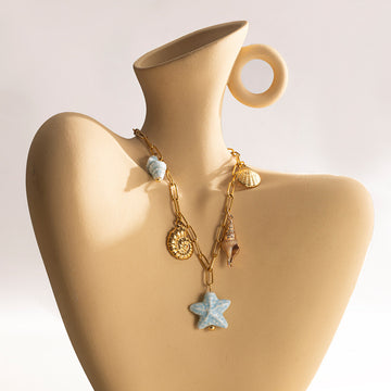 Gold Plated Shell Necklace - DippedShop Wholesale - #8947
