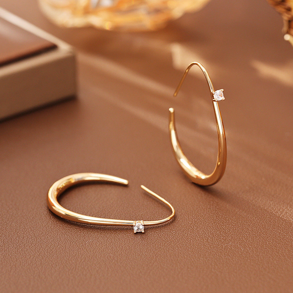 Simple Gold Plated C-Shape Hoo - DippedShop Wholesale - #7315