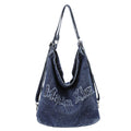 Vintage Snow Wash Denim Letter Hobo Bag 10BBG2374