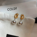 Minimlaist Color Contrast Metal Ball Dangle Earrings 6W6JER600