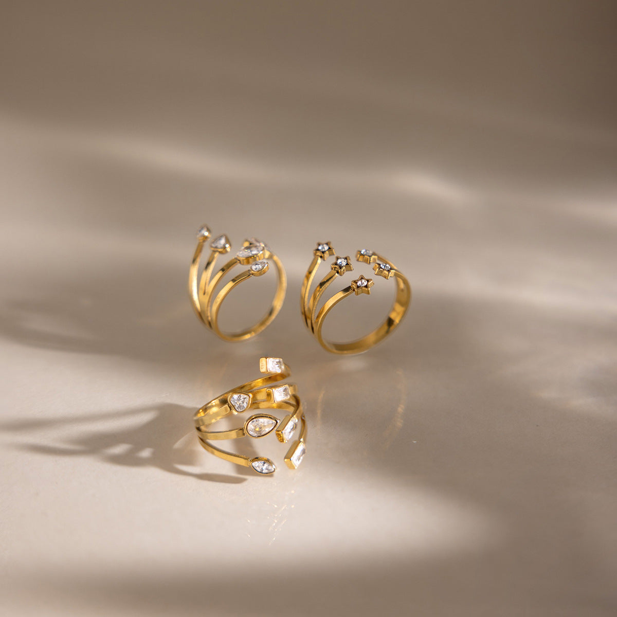 Chic Gold Cubic Zirconia Geome - DippedShop Wholesale - #2483